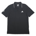 ADIDAS Mens Black Cotton Blend Logo Polo Shirt L Short Sleeve Plain Sportswear