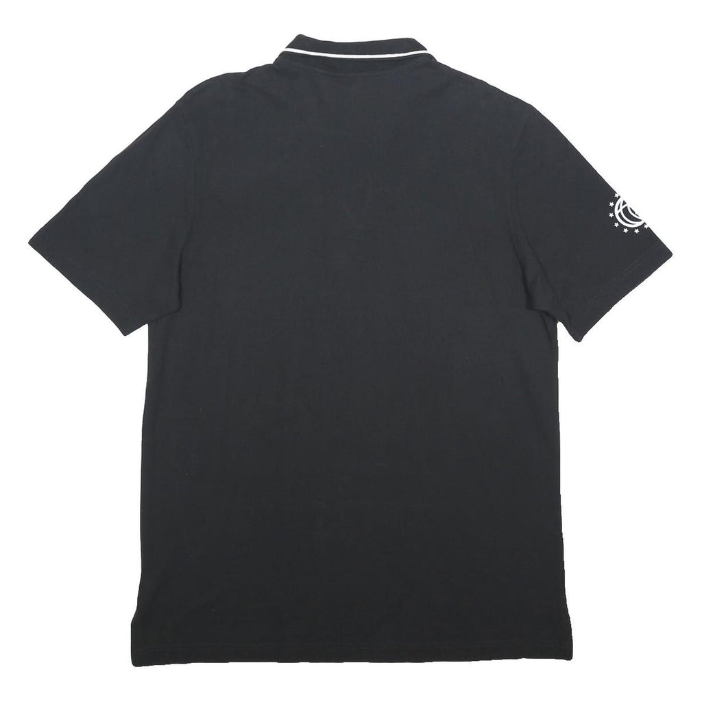 ADIDAS Mens Black Cotton Blend Logo Polo Shirt L Short Sleeve Plain Sportswear