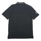 ADIDAS Mens Black Cotton Blend Logo Polo Shirt L Short Sleeve Plain Sportswear