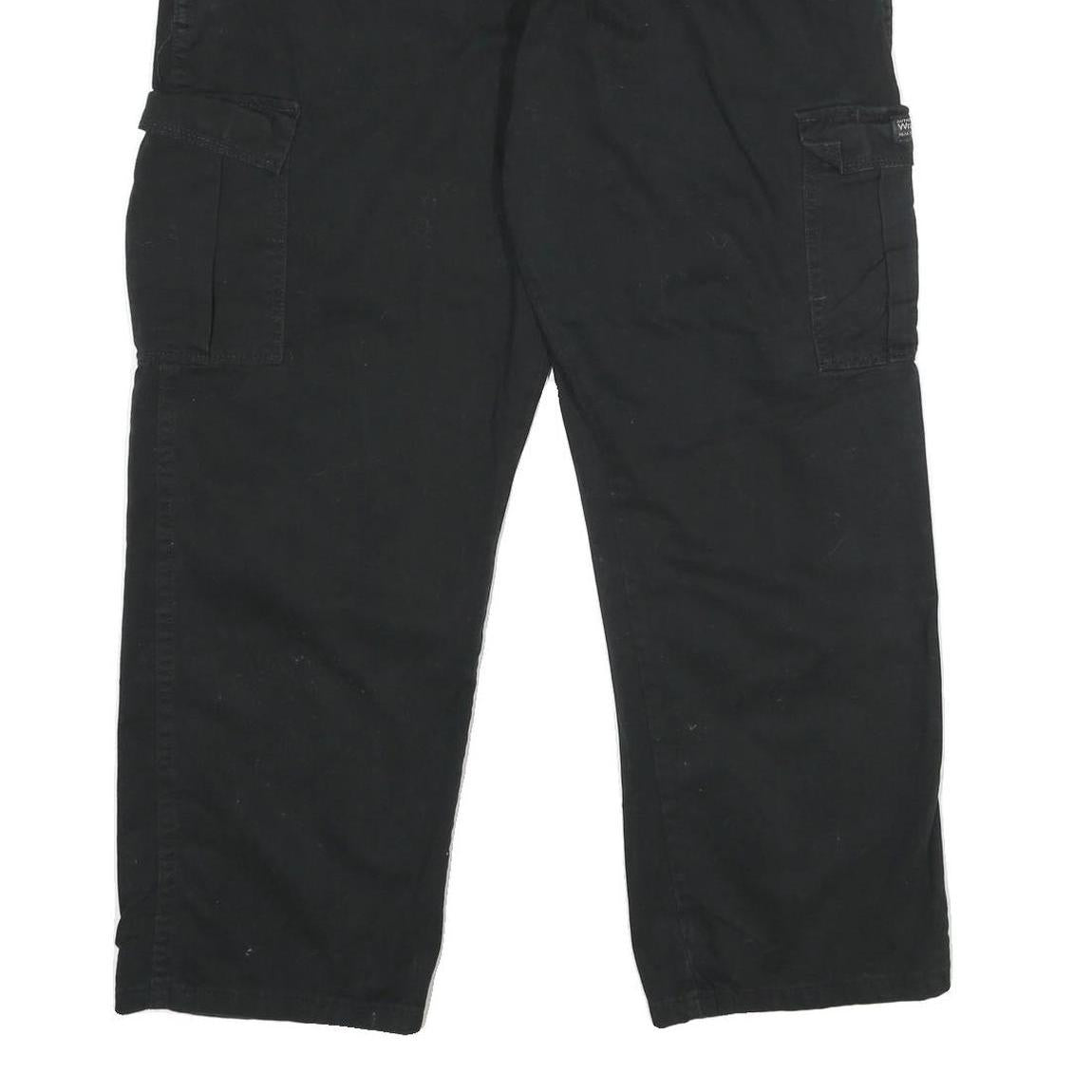 WRANGLER Mens Cotton Black Regular Fit Cargo Trousers W38 L30 Casual Utility