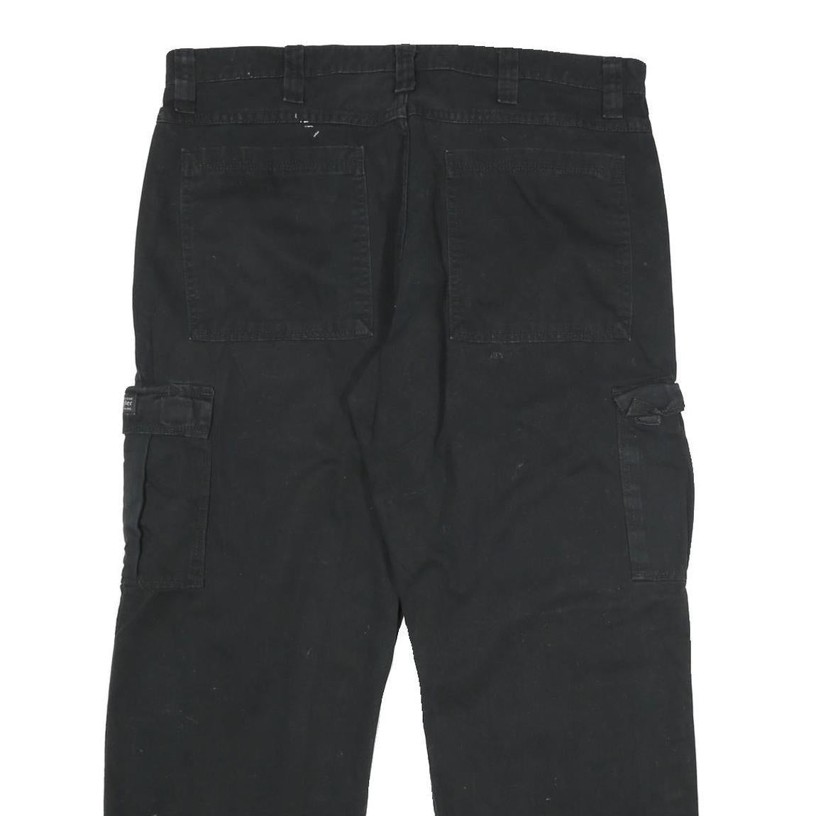 WRANGLER Mens Cotton Black Regular Fit Cargo Trousers W38 L30 Casual Utility