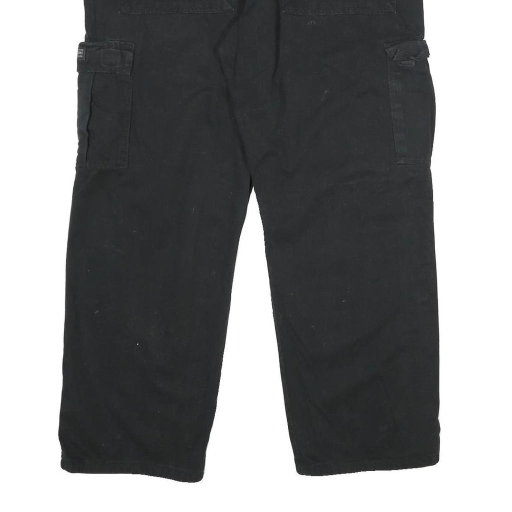 WRANGLER Mens Cotton Black Regular Fit Cargo Trousers W38 L30 Casual Utility