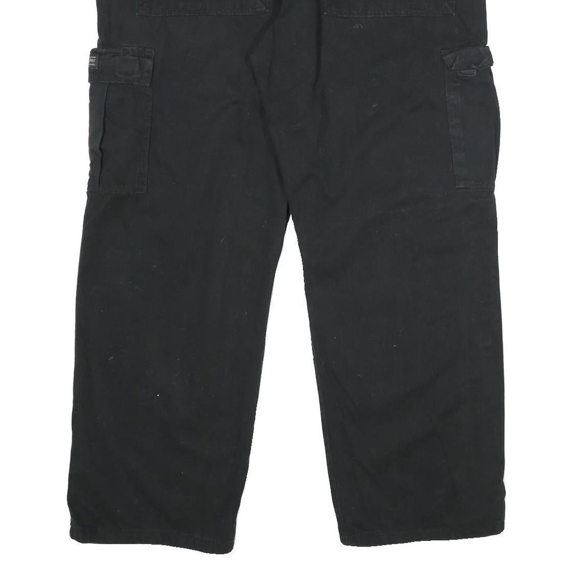 WRANGLER Mens Cotton Black Regular Fit Cargo Trousers W38 L30 Casual Utility