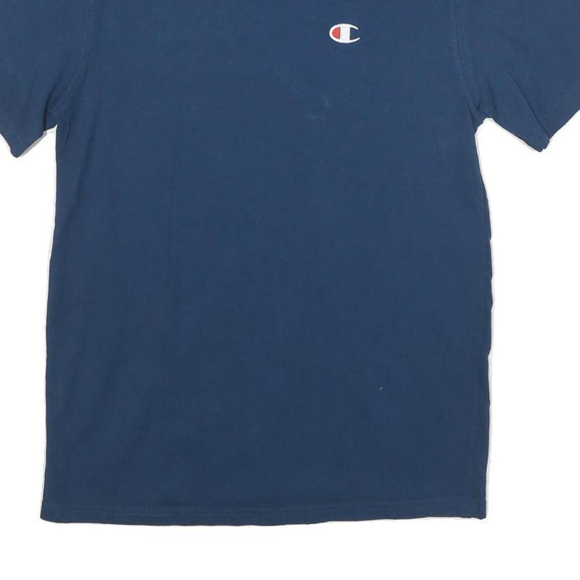 CHAMPION Mens Blue S Short Sleeve Crew Neck Logo T-Shirt Cotton Blend