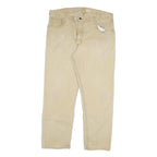CARHARTT Mens Relaxed Khaki Cotton Blend Zip Trousers W38 L30 Casual Workwear