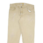 CARHARTT Mens Relaxed Khaki Cotton Blend Zip Trousers W38 L30 Casual Workwear