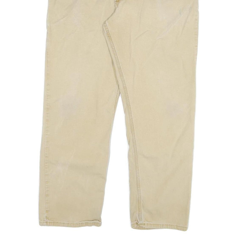 CARHARTT Mens Relaxed Khaki Cotton Blend Zip Trousers W38 L30 Casual Workwear