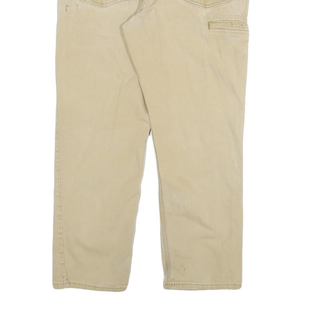 CARHARTT Mens Relaxed Khaki Cotton Blend Zip Trousers W38 L30 Casual Workwear