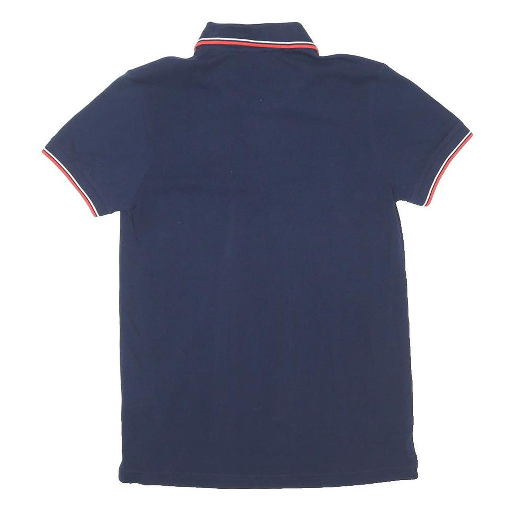 DIESEL Mens Navy & Red Short Sleeve Plain Polo Shirt S Cotton Blend Casual