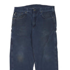 CARHARTT Mens Cotton Blend Blue Regular Straight Trousers W38 L30 Workwear Zip