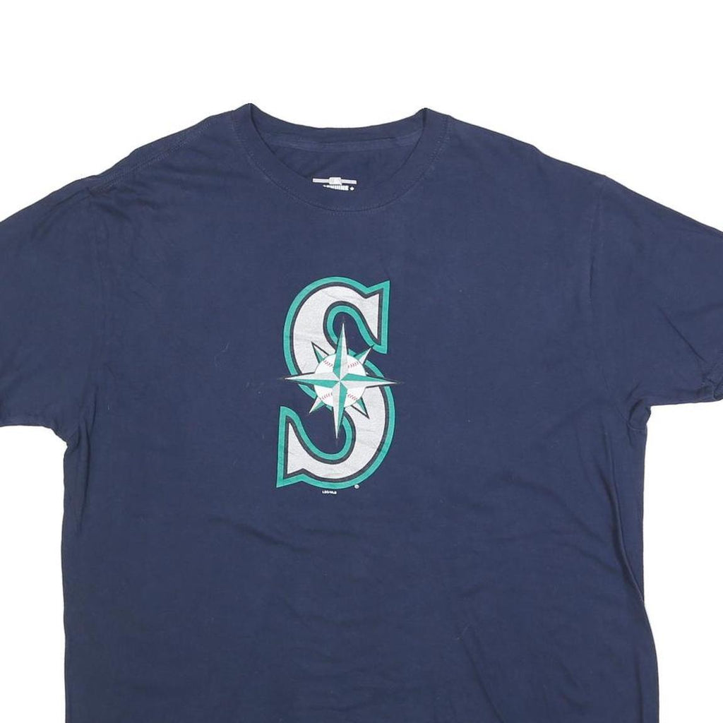 MLB Mens Blue S Logo Graphic T-Shirt XL Short Sleeve Crew Neck Cotton Blend