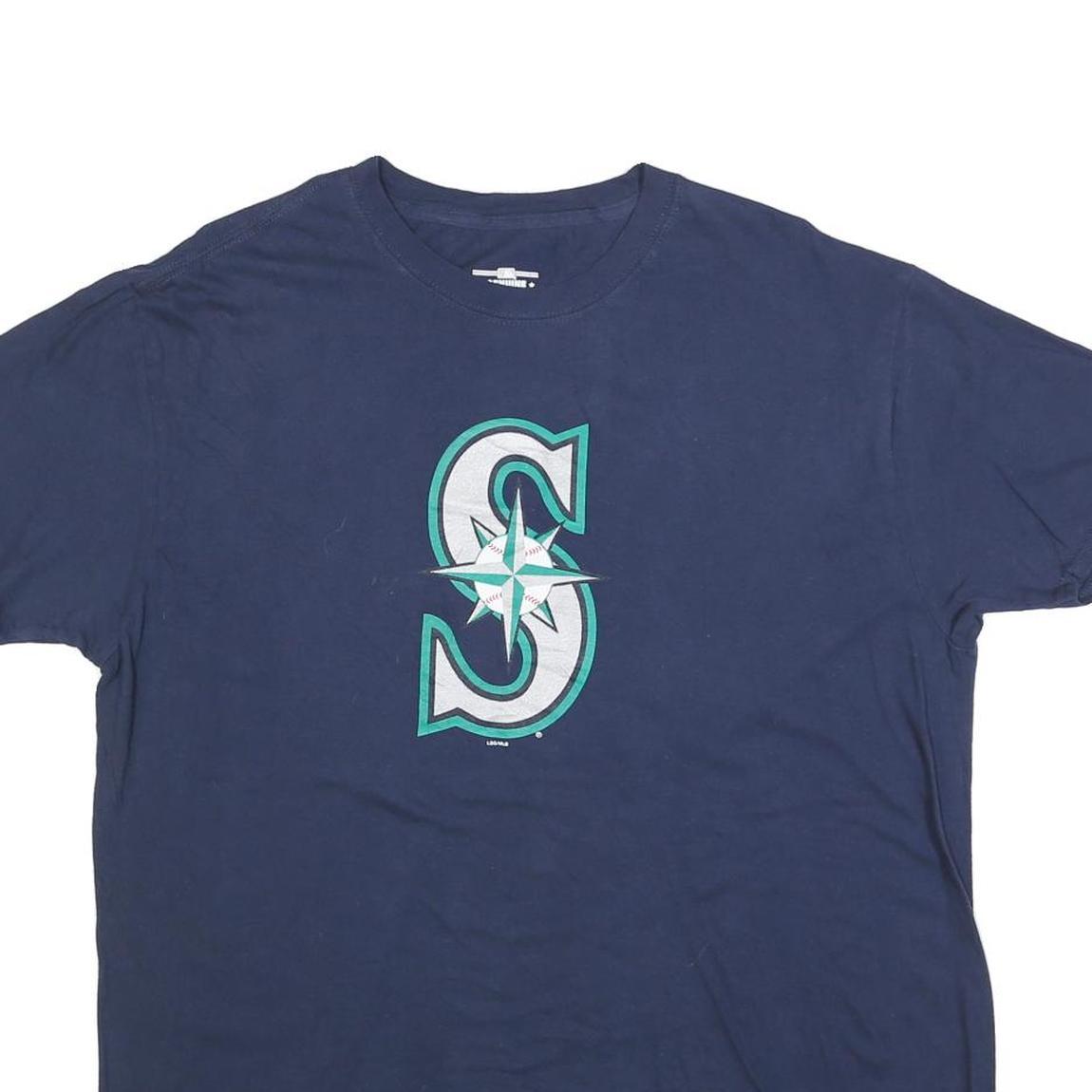 MLB Mens Blue S Logo Graphic T-Shirt XL Short Sleeve Crew Neck Cotton Blend