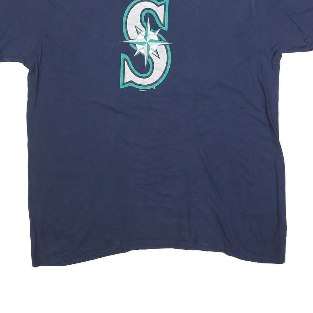 MLB Mens Blue S Logo Graphic T-Shirt XL Short Sleeve Crew Neck Cotton Blend