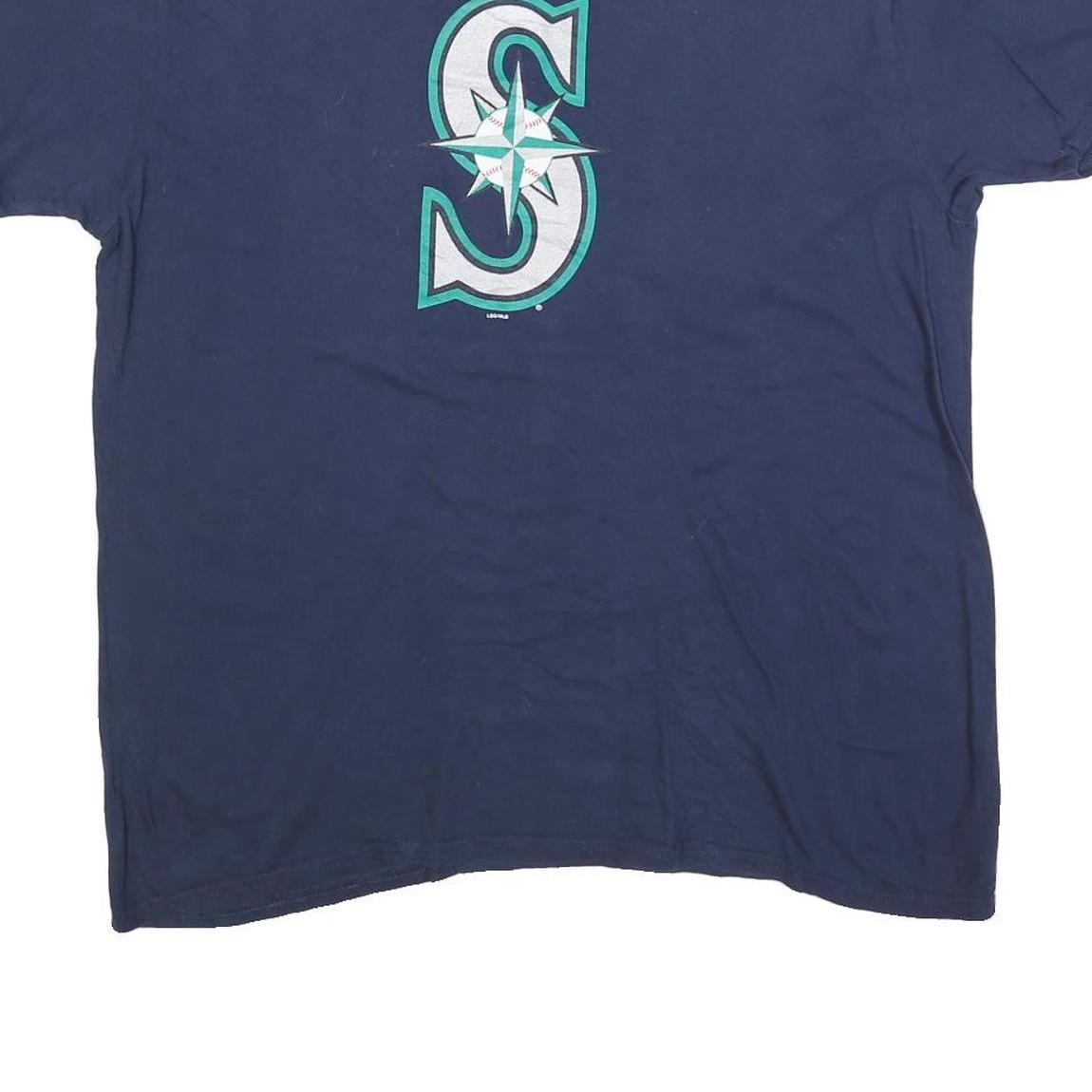 MLB Mens Blue S Logo Graphic T-Shirt XL Short Sleeve Crew Neck Cotton Blend