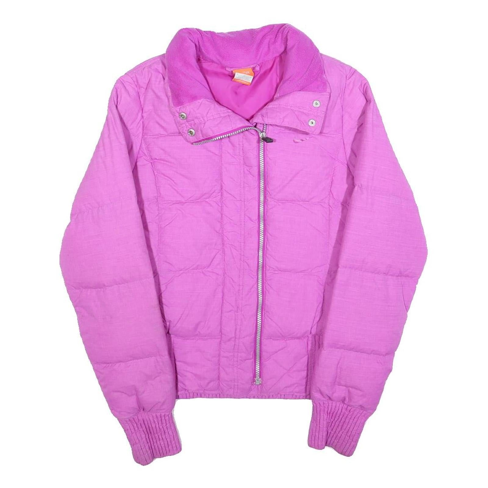 NIKE Womens Pink Purple Jacket M Polyester Puffer Sport Outerwear Zip Up