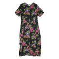 NORTON MCNAUGHTON Womens Black Floral Day Cotton Blend Dress L Button Front