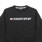 TOMMY SPORT Mens Black Crew Neck S Polyester Blend Sweatshirt Logo Print