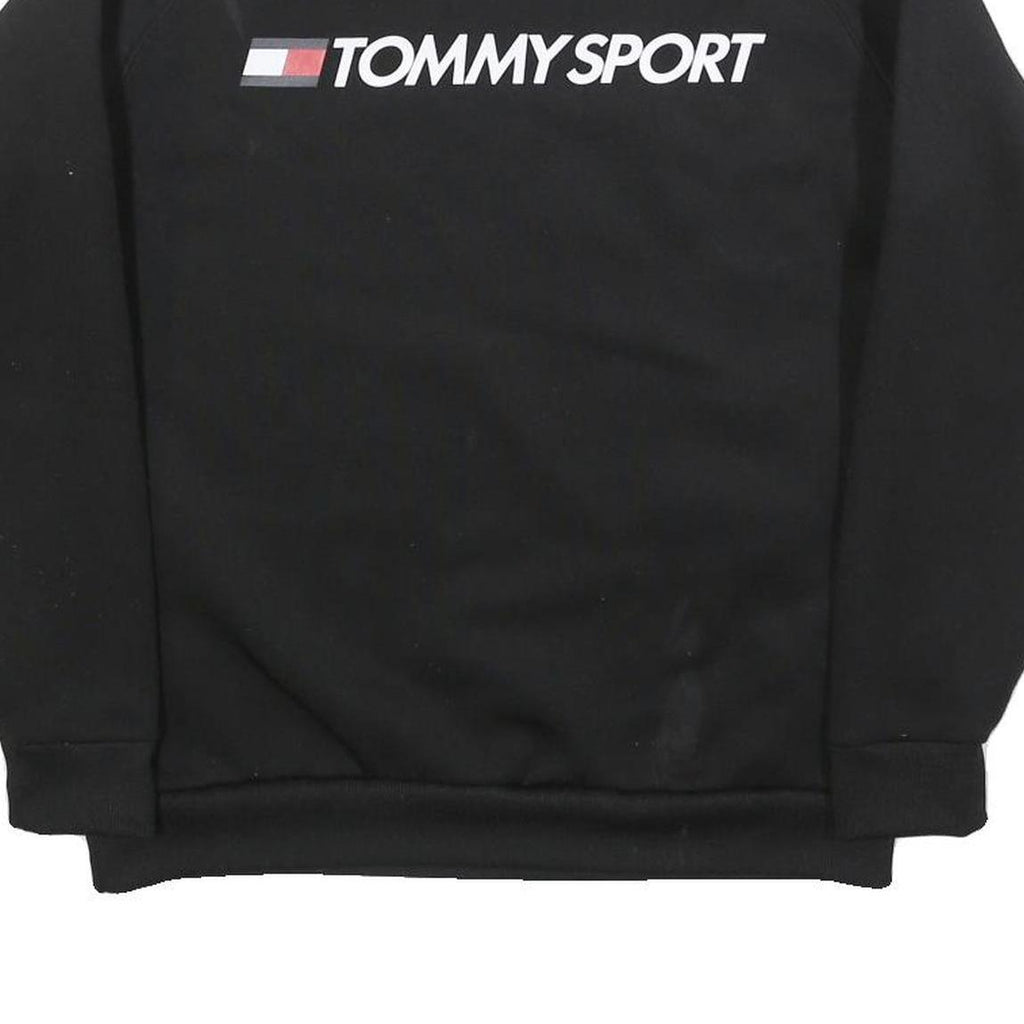 TOMMY SPORT Mens Black Crew Neck S Polyester Blend Sweatshirt Logo Print