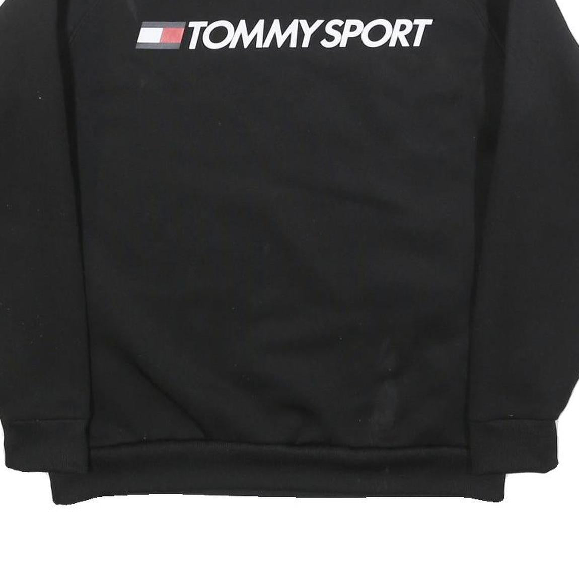 TOMMY SPORT Mens Black Crew Neck S Polyester Blend Sweatshirt Logo Print