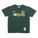 MAJESTIC Mens Green Oakland Athletics Graphic T-Shirt L Short Sleeve Crew Neck