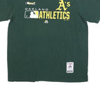 MAJESTIC Mens Green Oakland Athletics Graphic T-Shirt L Short Sleeve Crew Neck