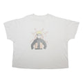 GILDAN Mens White Cotton Blend Graphic T-Shirt 4XL Short Sleeve Crew Neck Anime