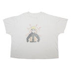 GILDAN Mens White Cotton Blend Graphic T-Shirt 4XL Short Sleeve Crew Neck Anime
