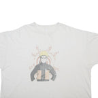 GILDAN Mens White Cotton Blend Graphic T-Shirt 4XL Short Sleeve Crew Neck Anime