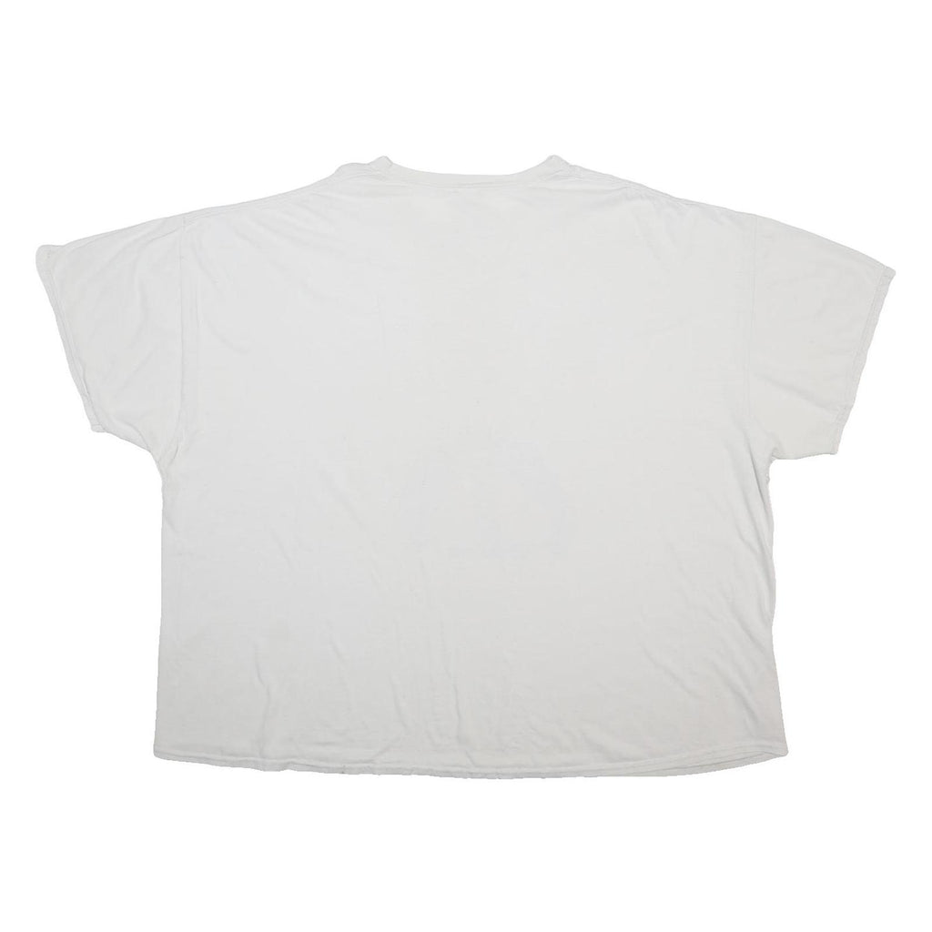 GILDAN Mens White Cotton Blend Graphic T-Shirt 4XL Short Sleeve Crew Neck Anime