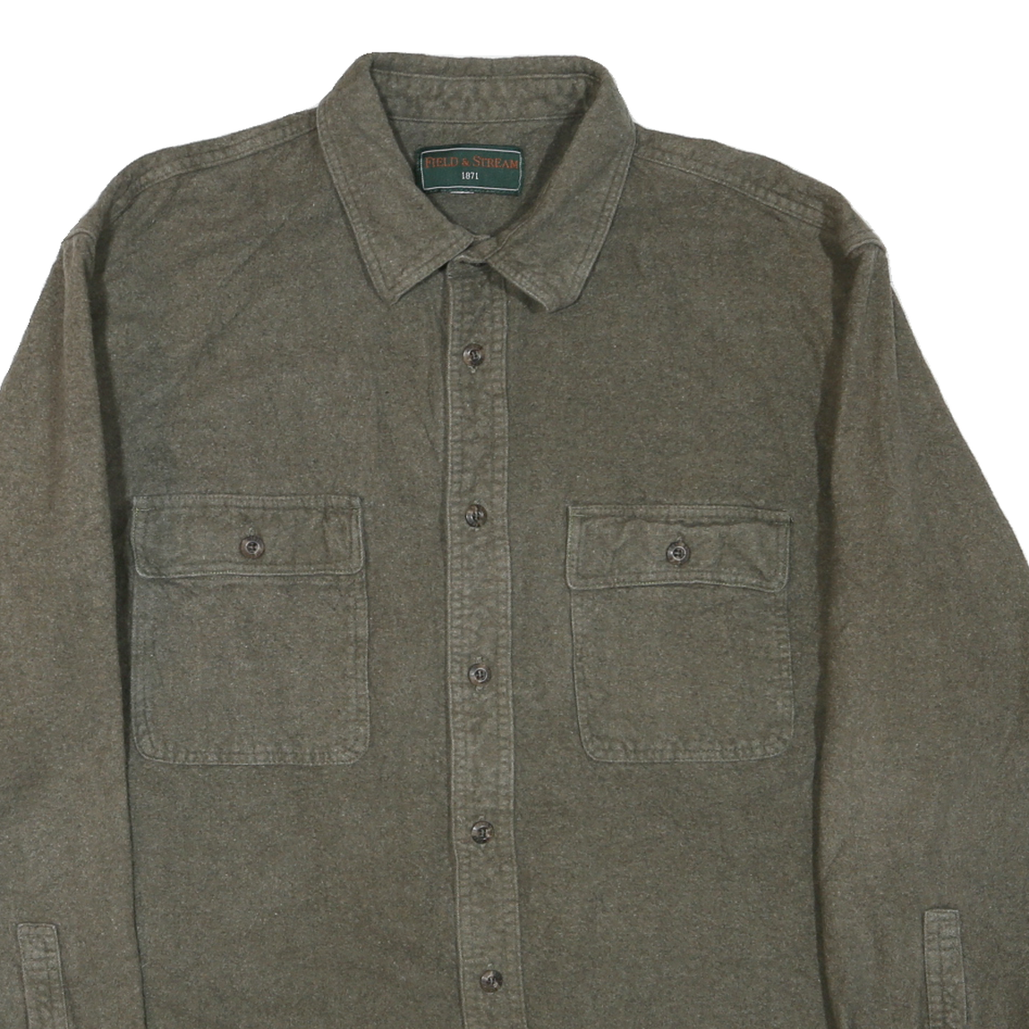 FIELD & STREAM Mens Green Plain Cotton Blend Shirt XL Long Sleeve Casual