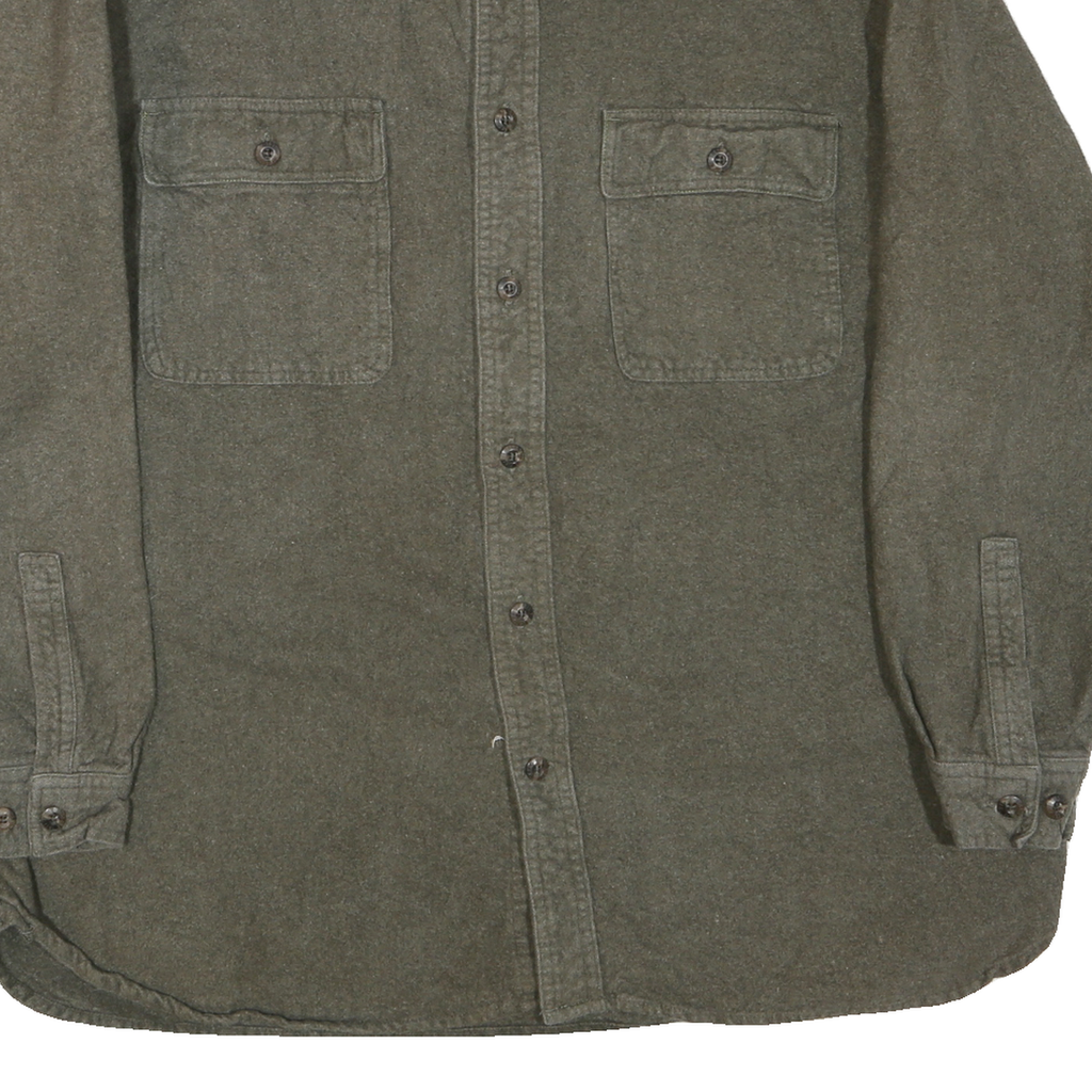 FIELD & STREAM Mens Green Plain Cotton Blend Shirt XL Long Sleeve Casual