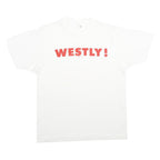 SCREEN STARS Mens White Red WESTLY Graphic T-Shirt L Short Sleeve Crew Neck