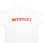 SCREEN STARS Mens White Red WESTLY Graphic T-Shirt L Short Sleeve Crew Neck