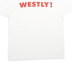 SCREEN STARS Mens White Red WESTLY Graphic T-Shirt L Short Sleeve Crew Neck