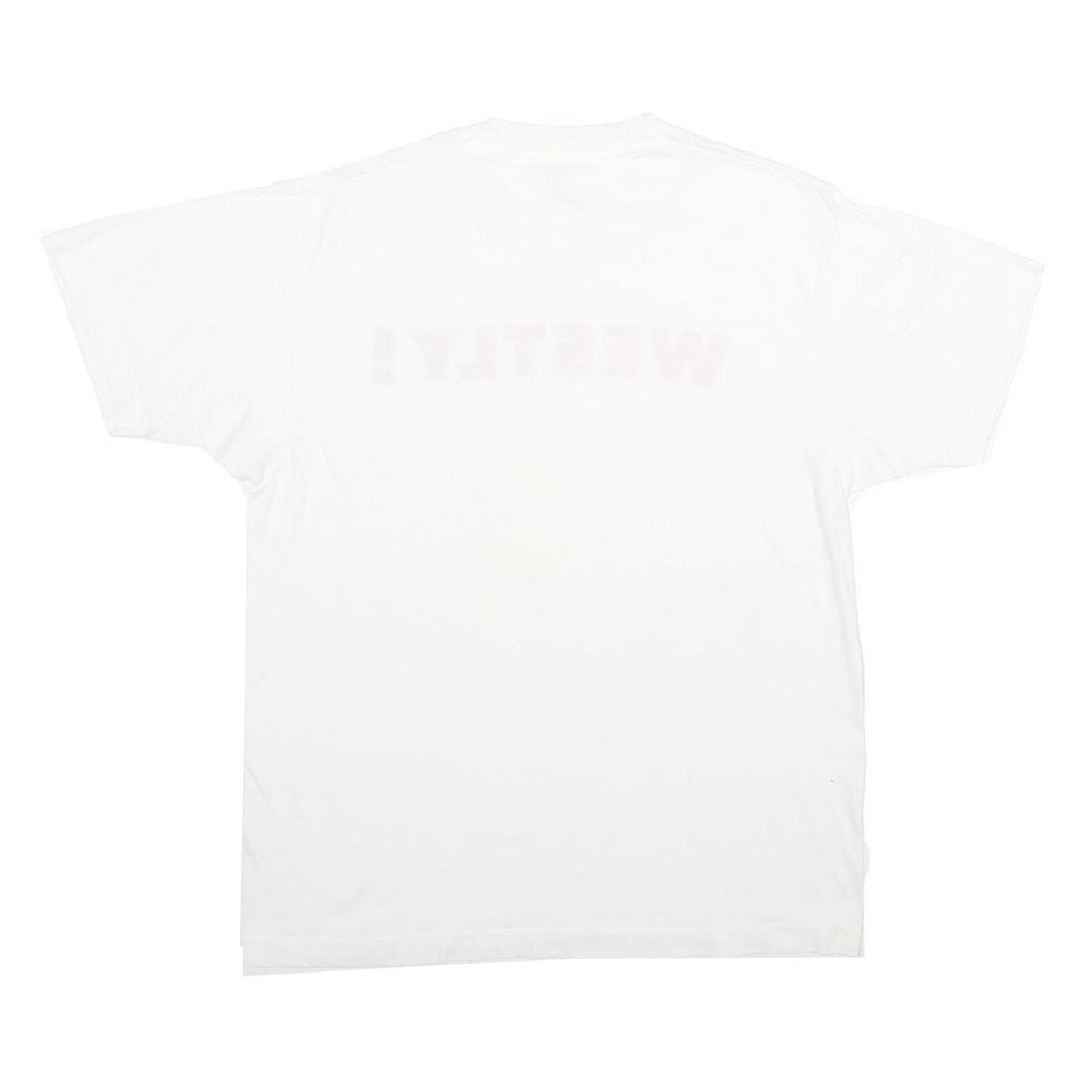 SCREEN STARS Mens White Red WESTLY Graphic T-Shirt L Short Sleeve Crew Neck