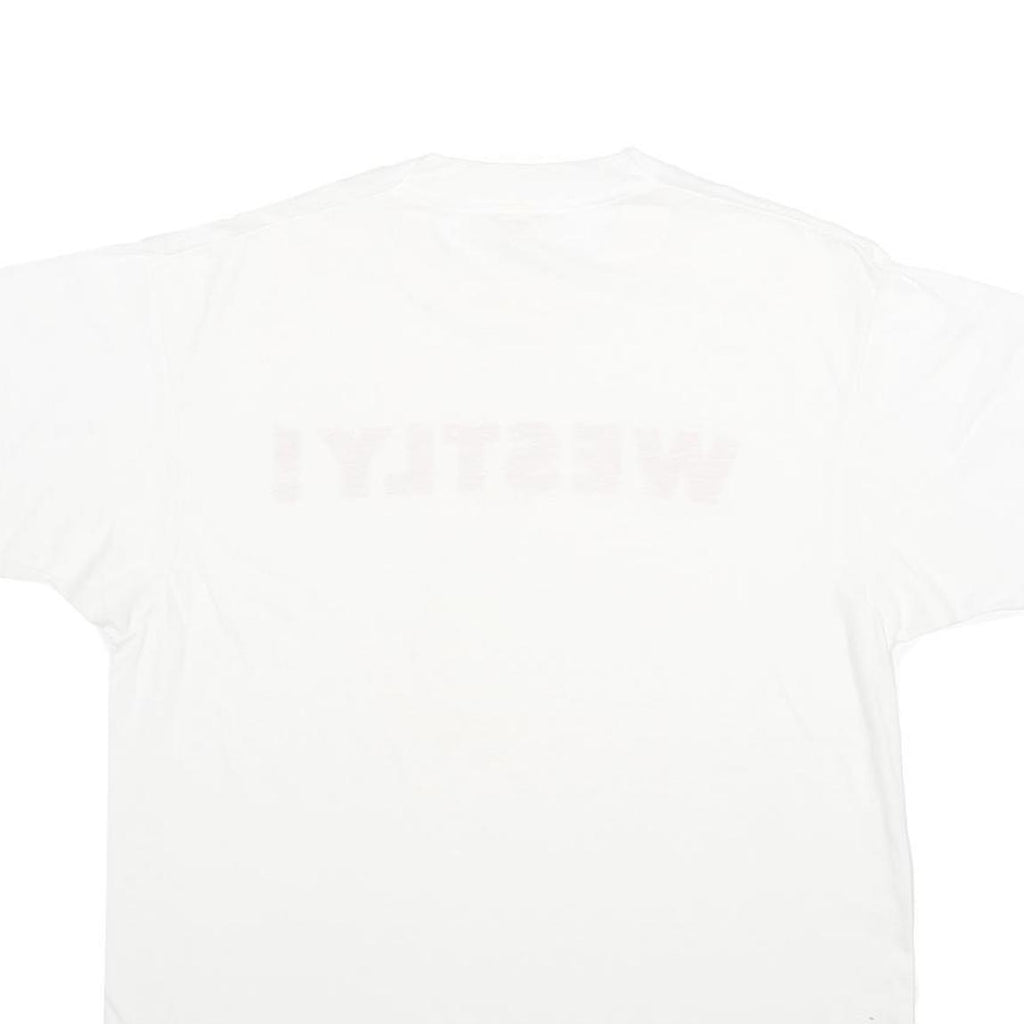 SCREEN STARS Mens White Red WESTLY Graphic T-Shirt L Short Sleeve Crew Neck