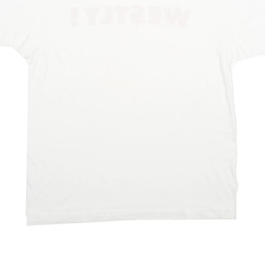 SCREEN STARS Mens White Red WESTLY Graphic T-Shirt L Short Sleeve Crew Neck