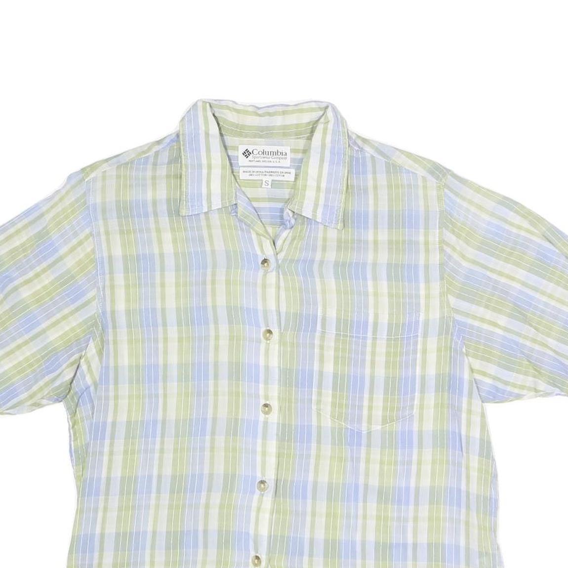 COLUMBIA Womens Green & Blue Check Shirt S Lightweight Casual Summer
