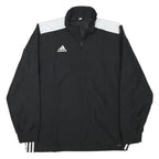 ADIDAS Mens Black & White Track Jacket L Polyester Blend Zip Athletic Sportswear