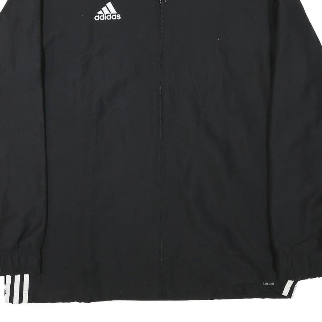 ADIDAS Mens Black & White Track Jacket L Polyester Blend Zip Athletic Sportswear