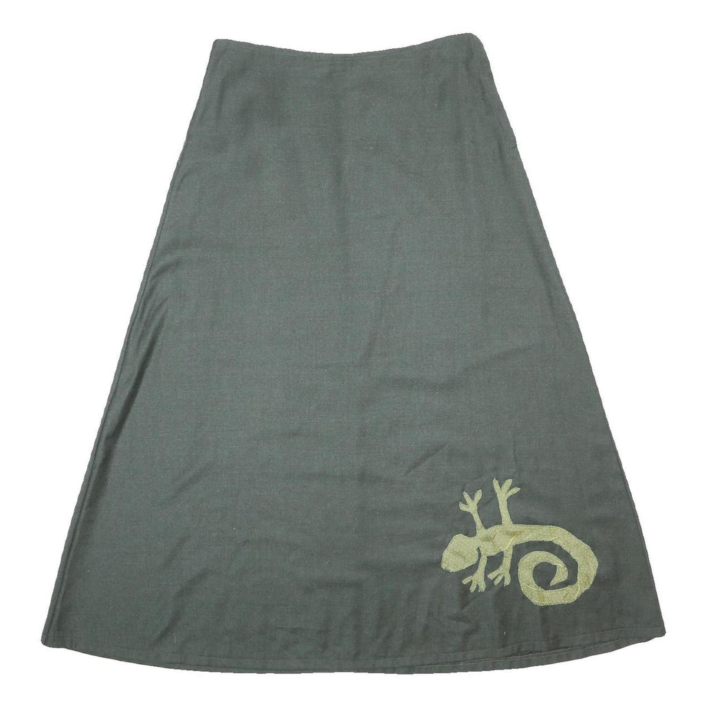 SPAVENTARASSER Womens Grey Wool A-Line Long Skirt Lizard Applique M