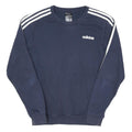 ADIDAS Mens Navy Blue Sweatshirt S Crew Neck Cotton Blend Sportswear