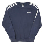 ADIDAS Mens Navy Blue Sweatshirt S Crew Neck Cotton Blend Sportswear