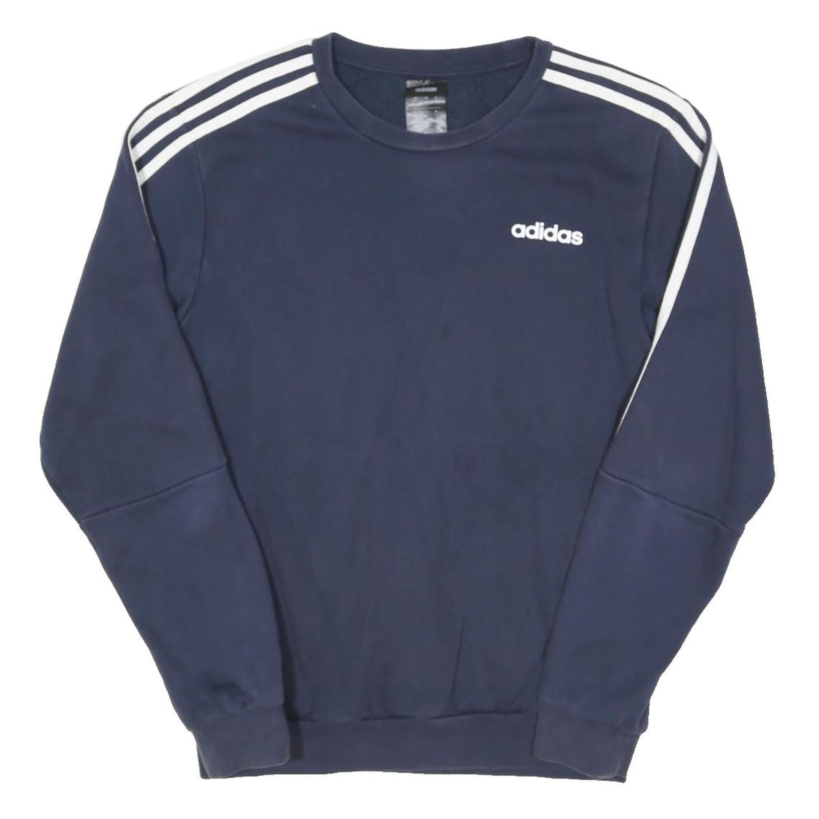 ADIDAS Mens Navy Blue Sweatshirt S Crew Neck Cotton Blend Sportswear