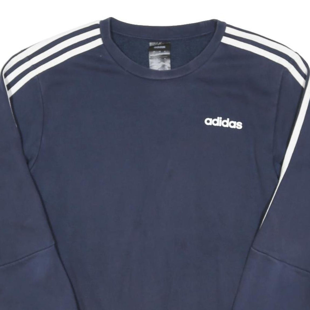 ADIDAS Mens Navy Blue Sweatshirt S Crew Neck Cotton Blend Sportswear