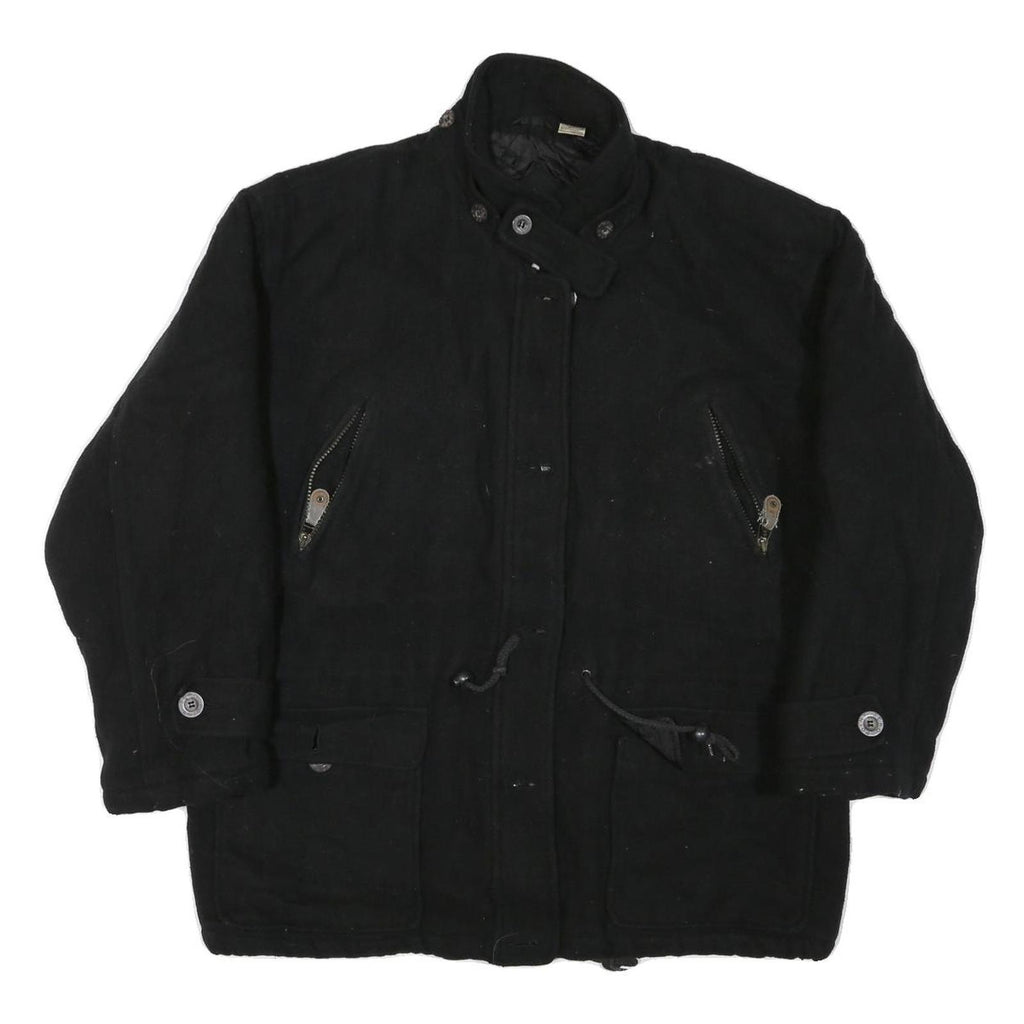 POINT ZERO Womens Black Wool Ski Wear Jacket M Wool Zip Plain Winter Outerwear