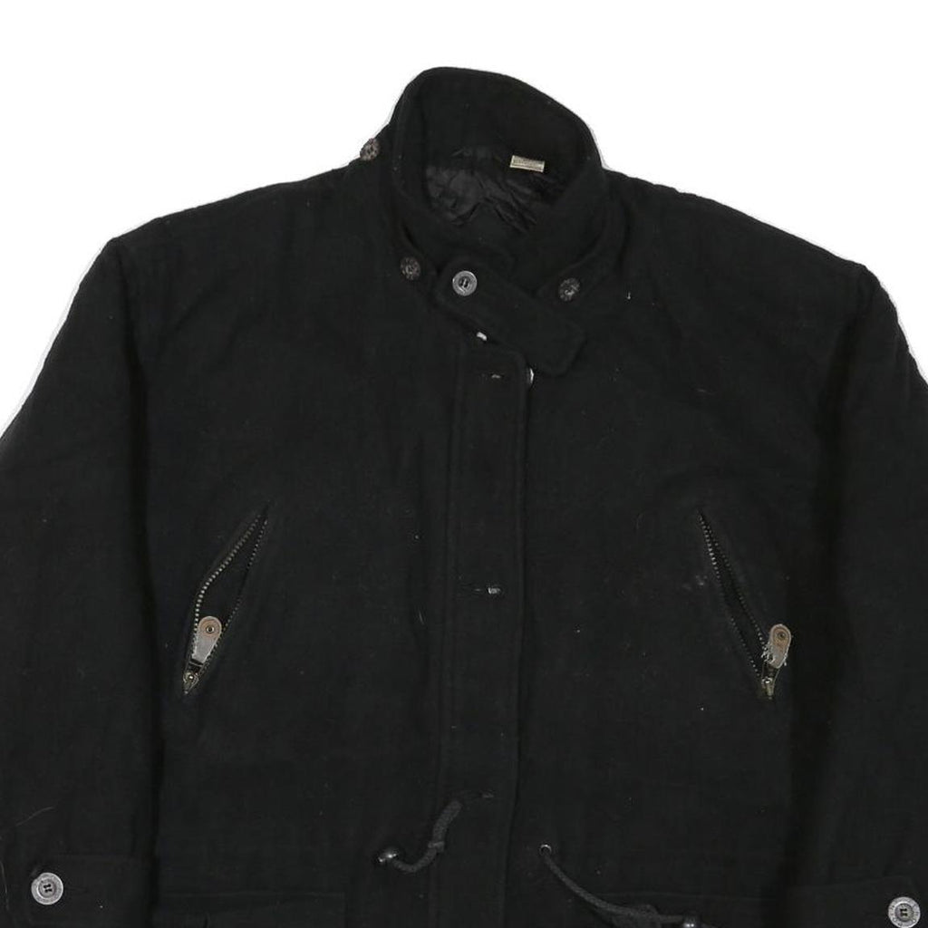 POINT ZERO Womens Black Wool Ski Wear Jacket M Wool Zip Plain Winter Outerwear