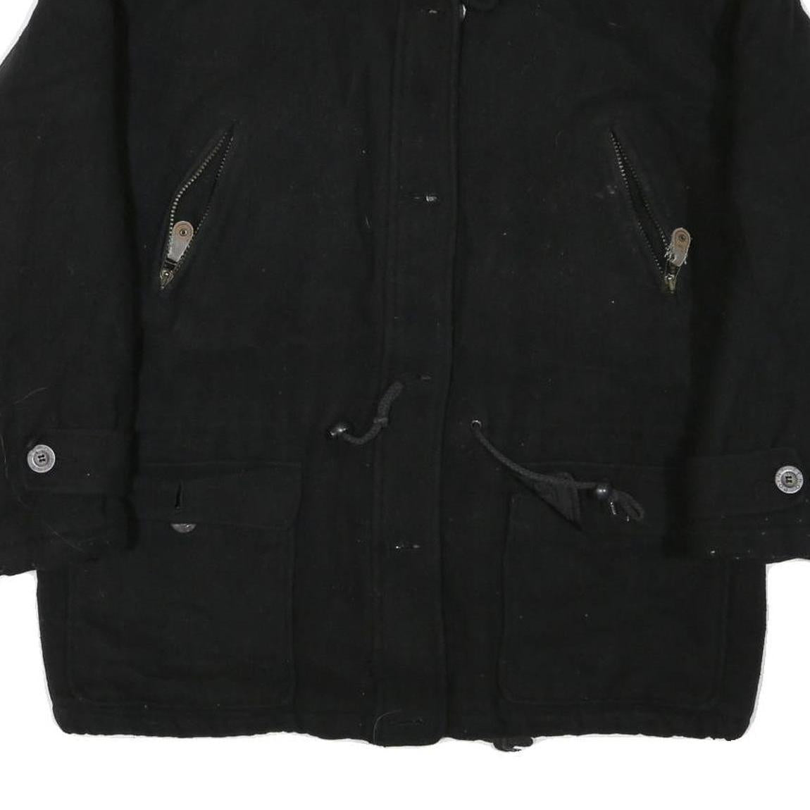 POINT ZERO Womens Black Wool Ski Wear Jacket M Wool Zip Plain Winter Outerwear