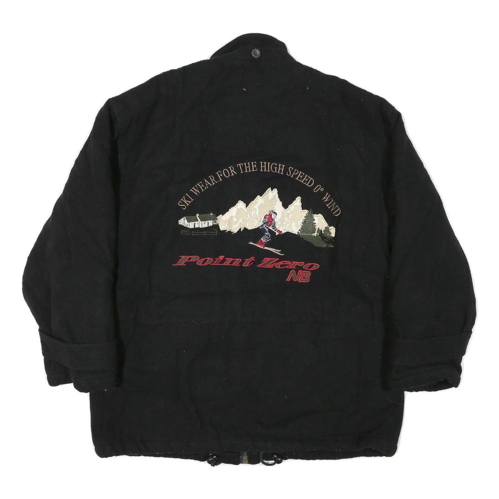 POINT ZERO Womens Black Wool Ski Wear Jacket M Wool Zip Plain Winter Outerwear