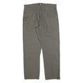 WRANGLER Mens Cotton Blend Green Regular Straight Trousers W34 L30 Casual Zip